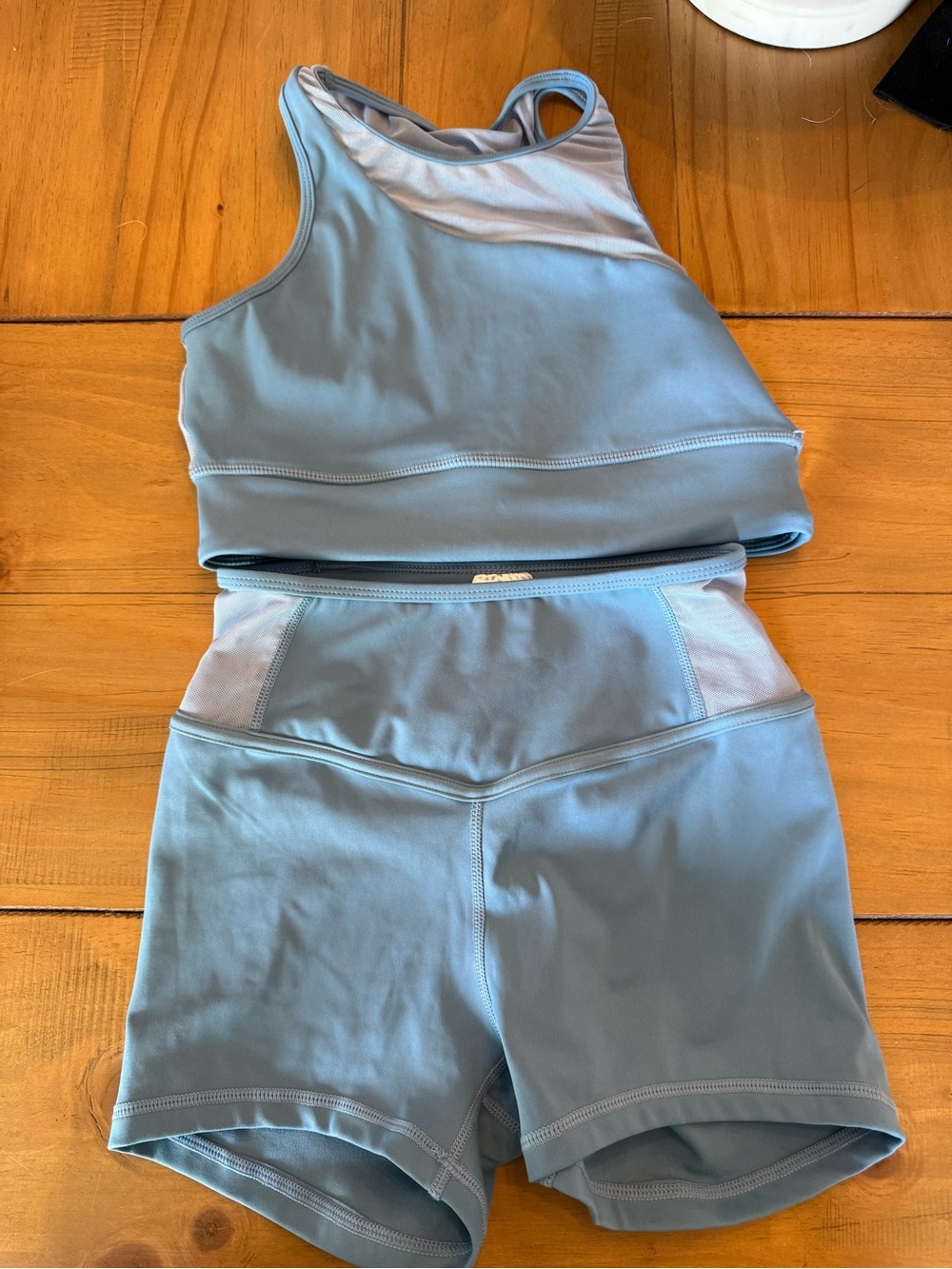 Honeycut Sky Blue Athletic Crop Top & High-Waist Shorts Set